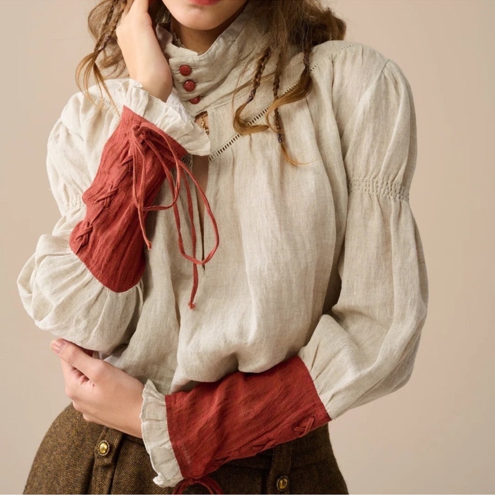 Linen Naive Button Down Blouse